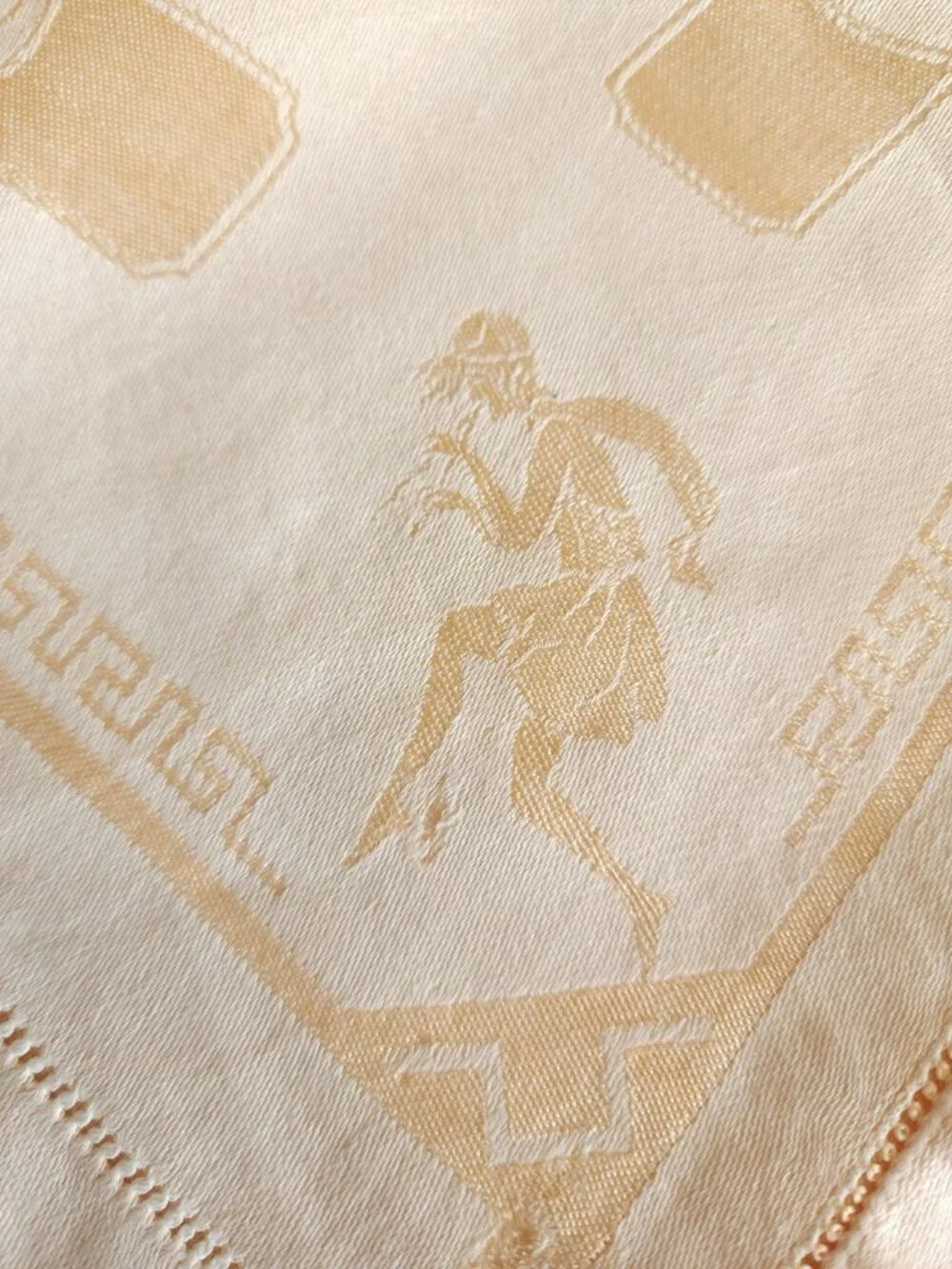 Vintage 1920s 1930s Luncheon Napkin, Damask in a Hellenic Greek Motif, 15